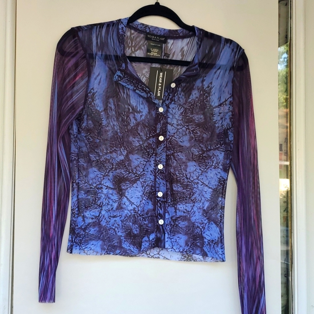 Wear & Flair Sheer & Colorful Blouse Size Small (NWT)